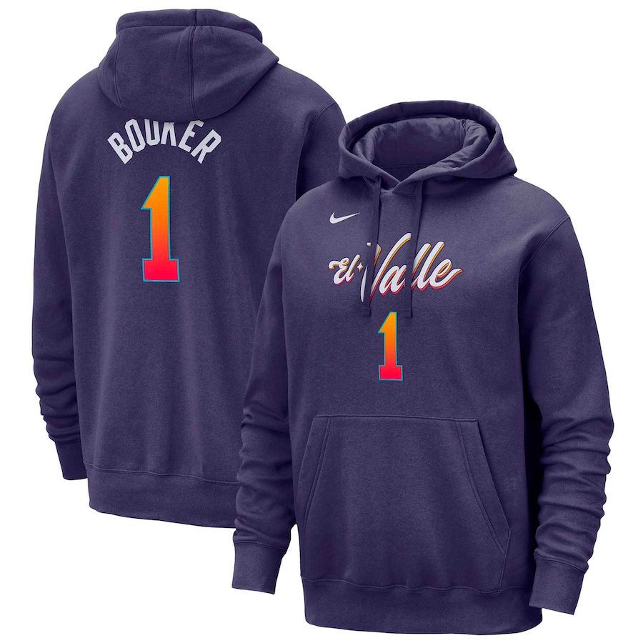 Men Phoenix Suns 1 Booker Purple Nike Season city version Sweatshirts 23-24 NBA Jersey